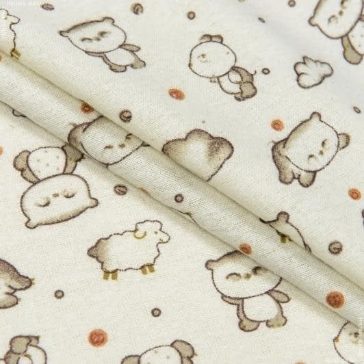 Ткани для пеленок - Фланель детская белоземельная  медвежата