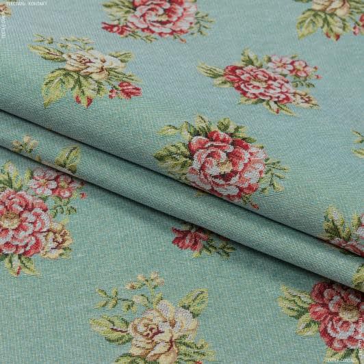 Ткани для декора - Жаккард Блом цветы мелкие фон лазурь