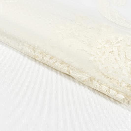 Ткани свадебная ткань - Тюль вышивка Милана молочный