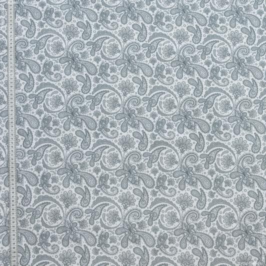 Тканини для дитячого одягу - Екокотон східний огірок сірий тон білий