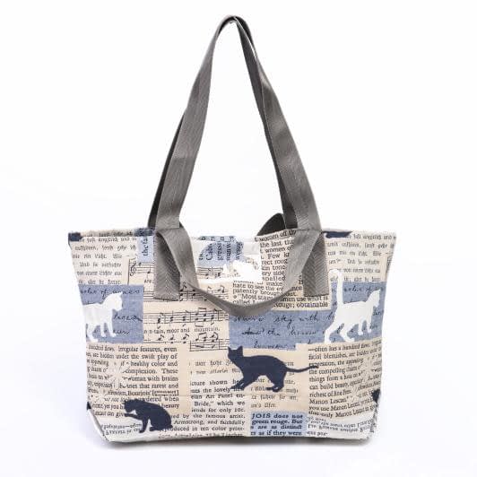 Тканини сумка шопер - Сумка шоппер МАГЕЗИН коти / блакитний, бежевий на магніті 45х30