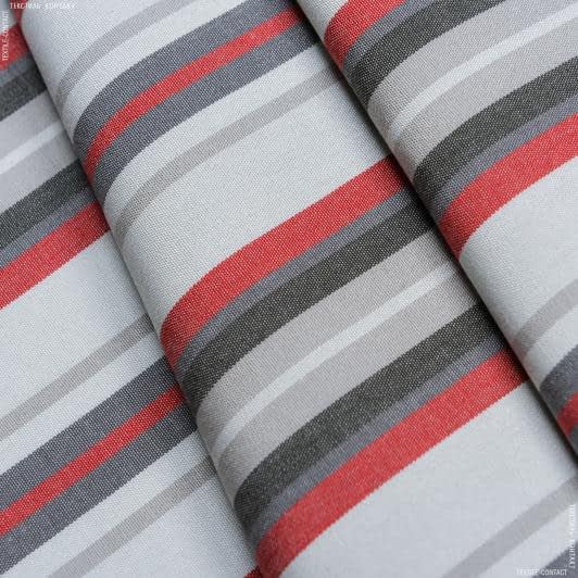 Ткани портьерные ткани - Дралон полоса /TEMA 2  бордовый, серая