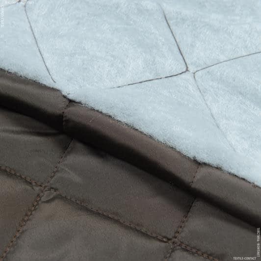 Тканини для курток - Плащова Фортуна стьогана з синтепоном 100г/м 7см*7см темно-коричневий