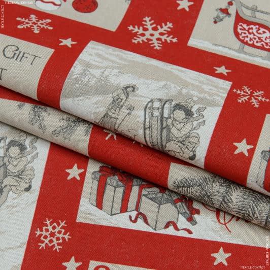 Ткани для римских штор - Декоративная новогодняя ткань МОЕНА/MOENA открытки , красный (Recycle)