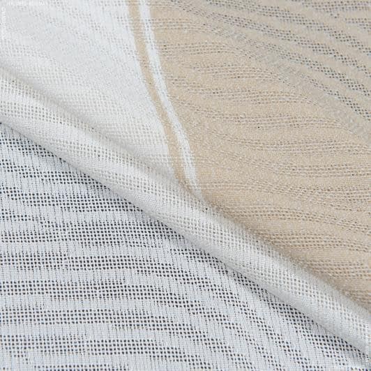 Тканини гардинні тканини - Тюль жаккард Любава хвиля купон колір беж-золото з обважнювачем