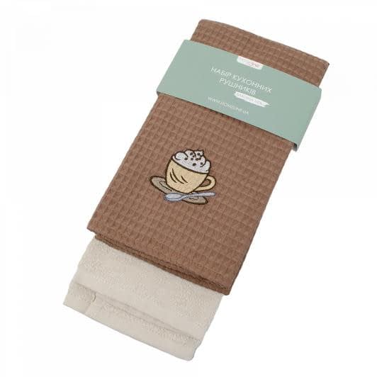 Ткани кухонные полотенца - Набор полотенец 2шт. с вышивкой утренний кофе