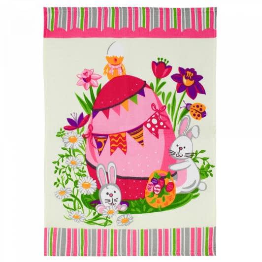 Тканини текстиль для кухні - Рушник вафельний 45х60 Великодній рожевий