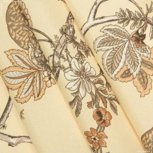 Ткани для римских штор - Декоративная ткань панама Рамас цветы мелкие, цвет карамель