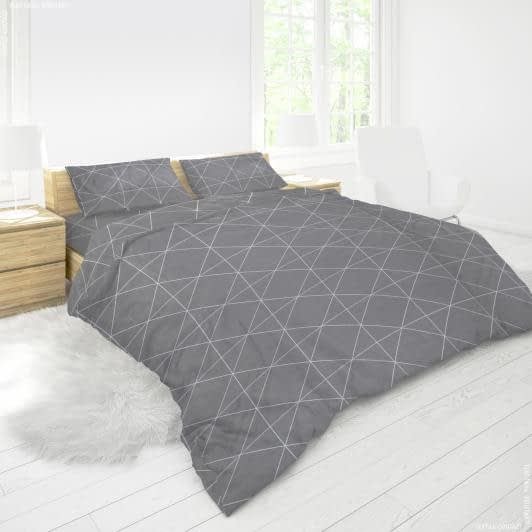 Ткани для постельного белья - Бязь набивная  ГОЛД DW геометрия серый