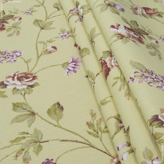 Ткани для декора - Декоративная ткань Саймул Бемптон цветы средние терракотовые