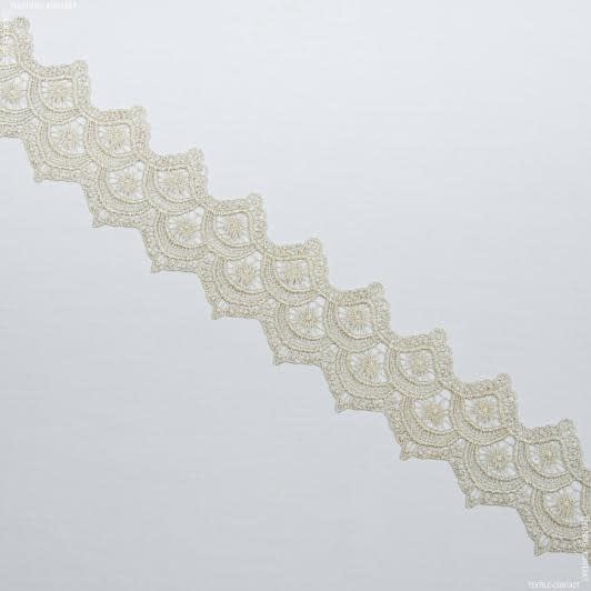 Ткани для пэчворка - Декоративное кружево  кармина блеск беж,золото 
