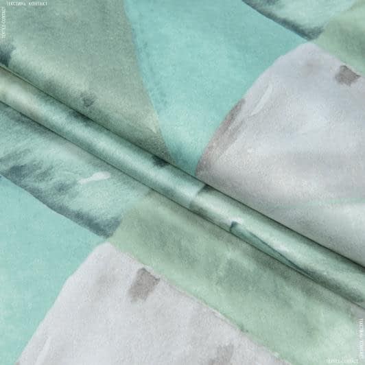 Тканини для штор - Декоративна тканина Роберто геометрія лазур, м'ята