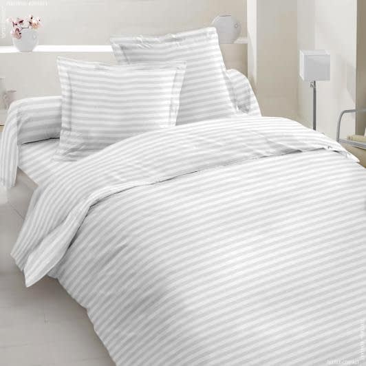 Ткани для постельного белья - Бязь набивная ГОЛД DW полоса белая на белом