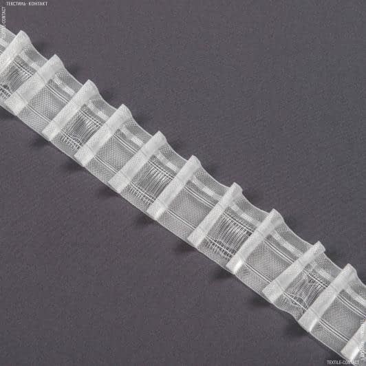 Ткани тесьма - Тесьма шторная Волна на трубу с кармашками прозрачная КС-1:2  50мм±0.5мм/100м