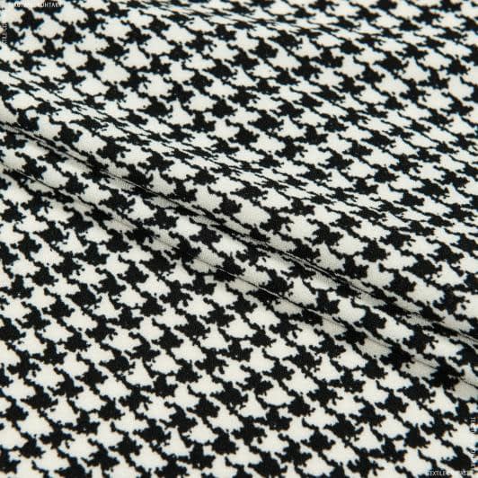 Тканини для суконь - Платтяний креп принт пепіта чорно-пісочний
