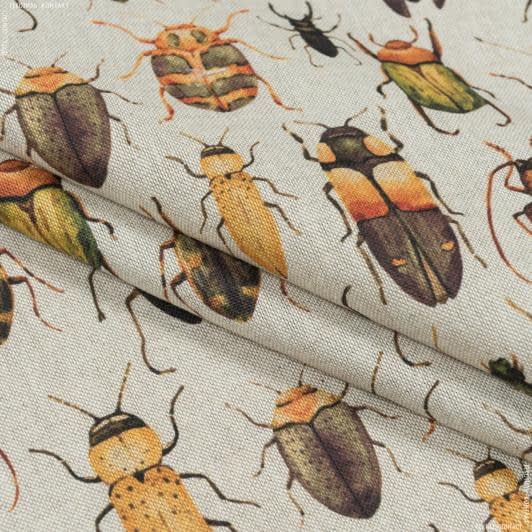 Ткани для декоративных подушек - Декоративная ткань  Насекомые фон натуральный