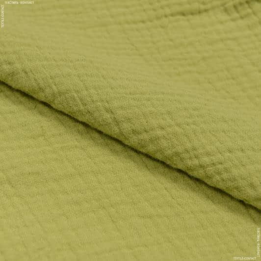 Тканини для дитячого одягу - Платтяний муслін світло-оливковий