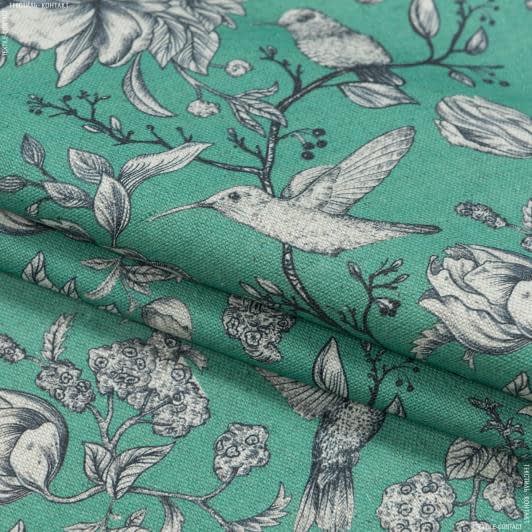 Ткани портьерные ткани - Декоративная ткань лужан цветы колибри зеленый