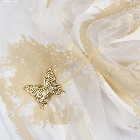 Ткани для декора - Магнитный подхват Бабочка на тесьме золото блестящее