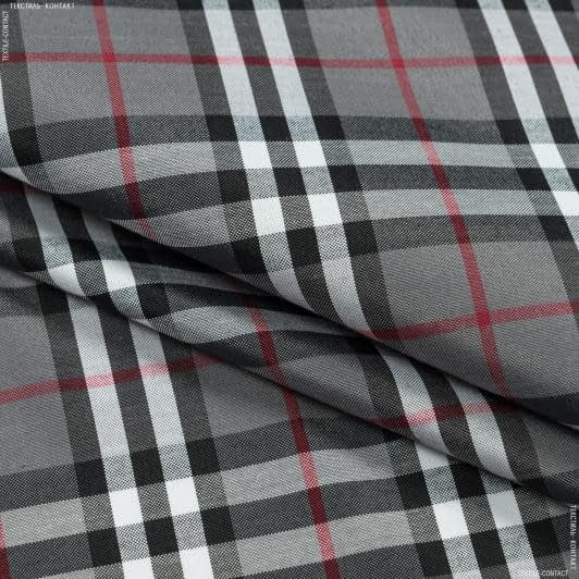 Тканини для сорочок - Сорочкова Бербері сіро-чорно-червона