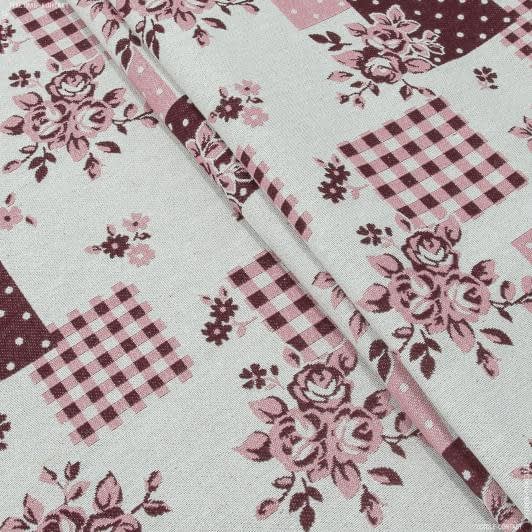 Тканини портьєрні тканини - Гобелен Мелана фон молочний, бордо