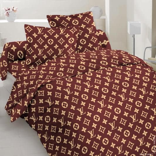 Ткани для постельного белья - Бязь набивная ГОЛД FR принт  Louis Vuitton