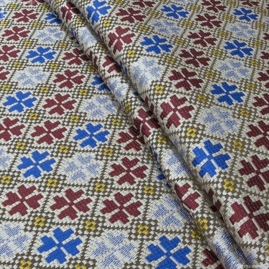Тканини horeca - Декоративна тканина Смерека молочний,бордо,електрик