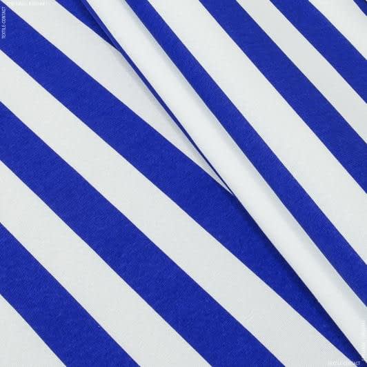 Ткани портьерные ткани - Декоративная ткань лонета Полоса василек, молочный