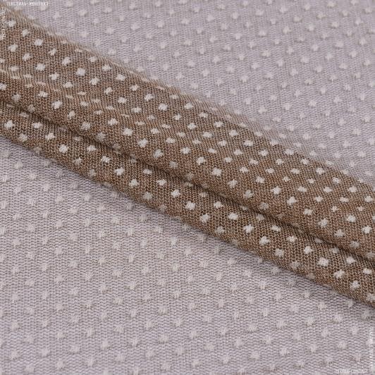 Ткани для рукоделия - Гардинное полотно /гипюр Тара коричневый