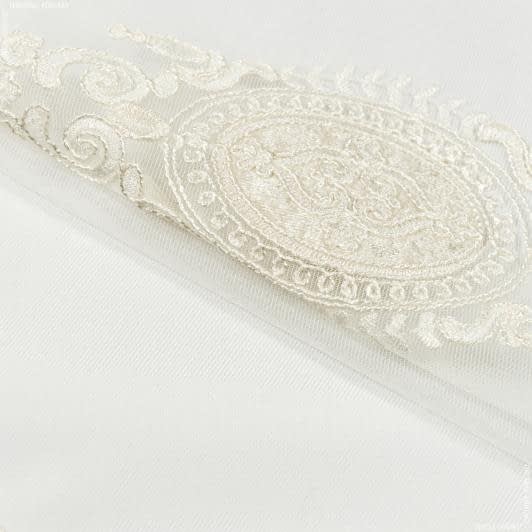 Ткани свадебная ткань - Тюль вышивка Фемида молночный с фестоном