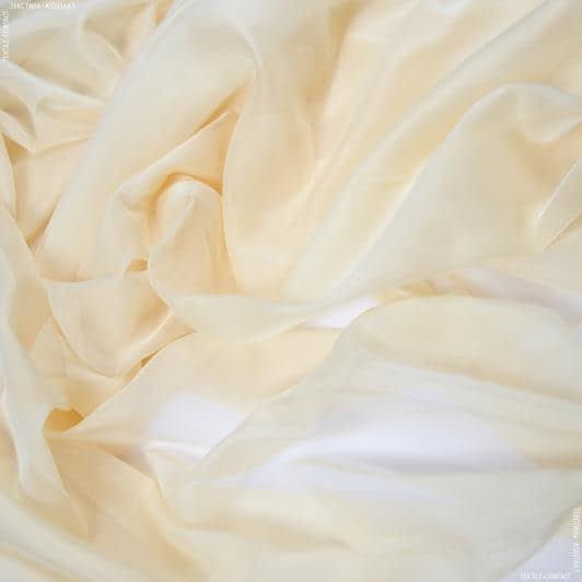 Тканини гардинні тканини - Тюль Вуаль-шовк колір кремовый мус з обважнювачем