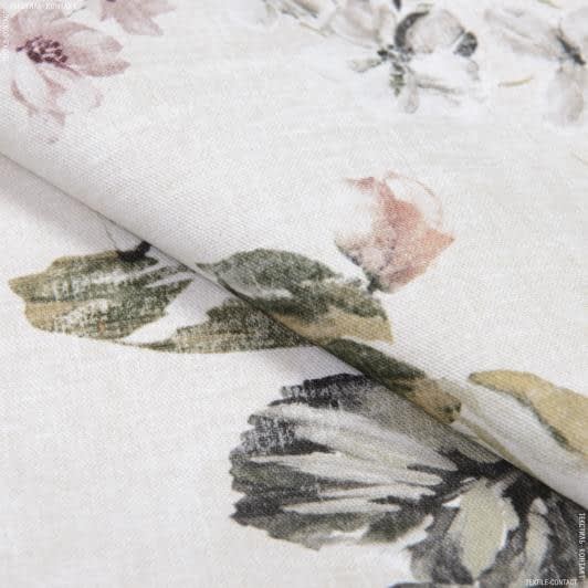 Тканини для римських штор - Декоративна тканина Квіти колір гірчичний, теракот