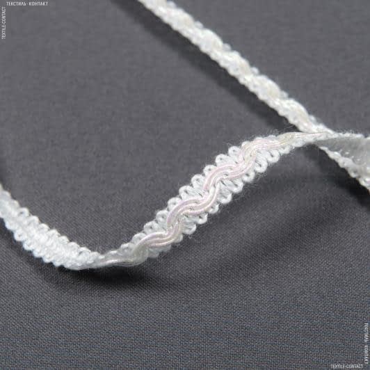 Ткани фурнитура для декора - Тесьма окантовочная Мирабель белый, с розовым перламутром 10 мм