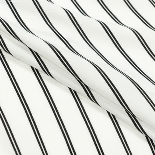 Тканини для костюмів - Костюмний креп білий у подвійну чорну смужку