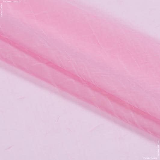Тканини вуаль - Тюль Вуаль Креш рожевий з обважнювачем
