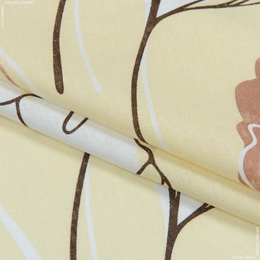 Ткани для постельного белья - Бязь набивная ТКЧ гинко билоба коричневая