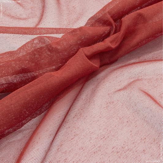 Ткани гардинные ткани - Тюль сетка Крафт красная с утяжелителем