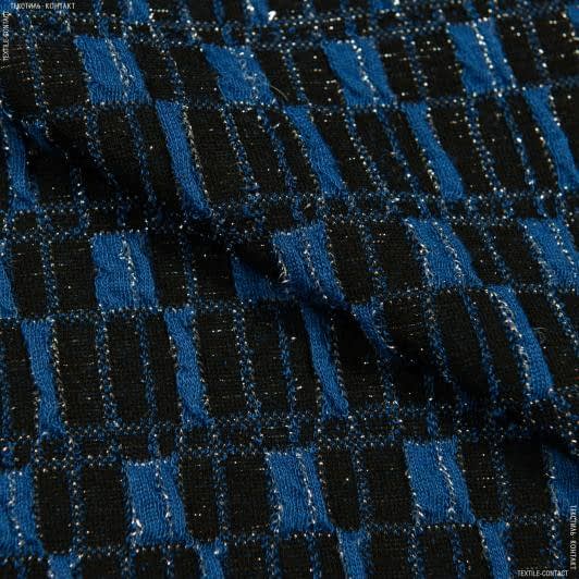 Тканини стрейч - Трикотаж LUSTRINO з люрексом синьо-чорний