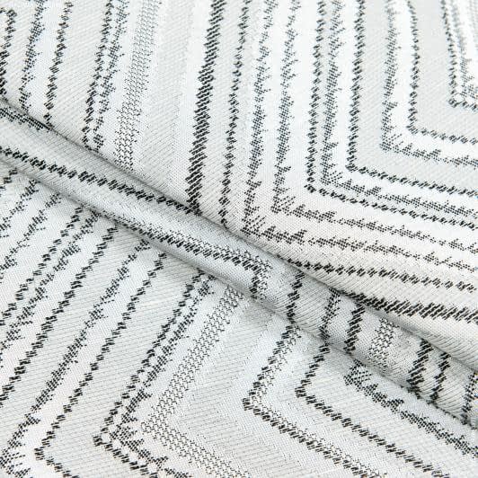 Тканини бавовняні сумішеві - Декоративна тканина Морре зигзаг великий чорно-сіра
