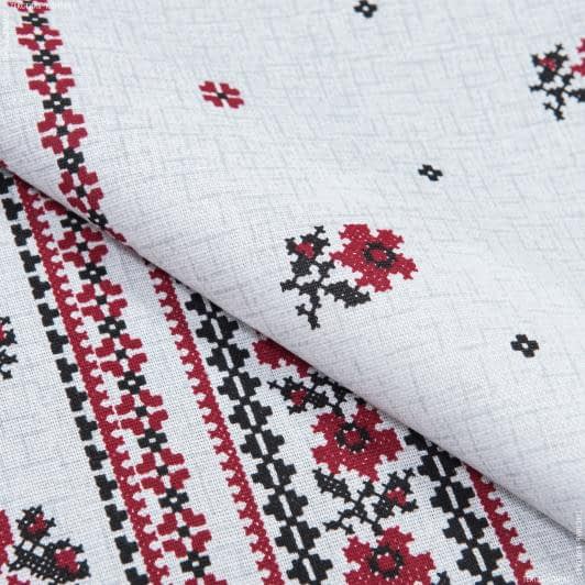 Ткани для столового белья - Ткань скатертная рогожка орнамент маки фон серый