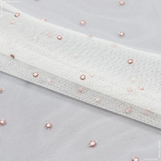 Тканини гардинні тканини - Тюль вишивка Євгенія рожевий з фестоном