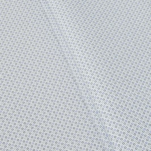 Тканини для блузок - Сорочкова принт синьо-блакитні квіточки на білому