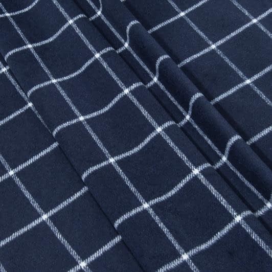 Тканини для верхнього одягу - Пальтова у велику білу клітинку на синьому
