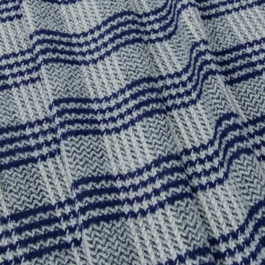 Тканини для одягу - Пальтове букле у клітинку синьо-сіру