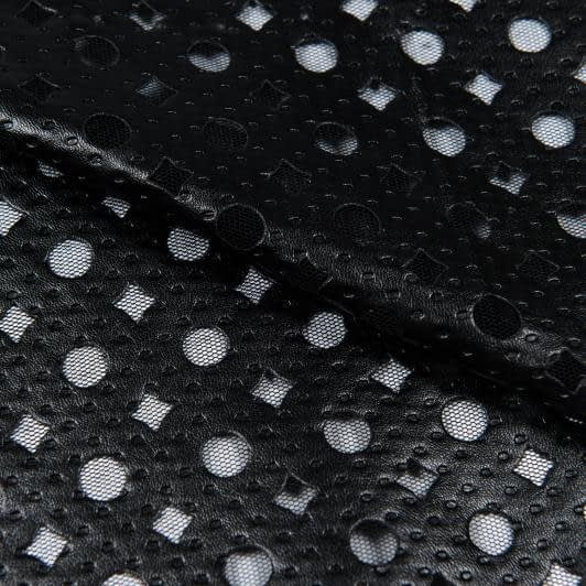 Ткани для костюмов - Кожа искусственная перфорированная черный