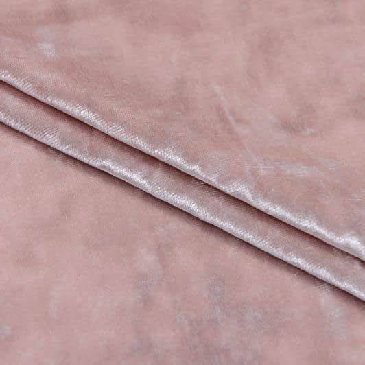 Тканини велюр/оксамит - Оксамит стрейч кристал рожево-бежевий