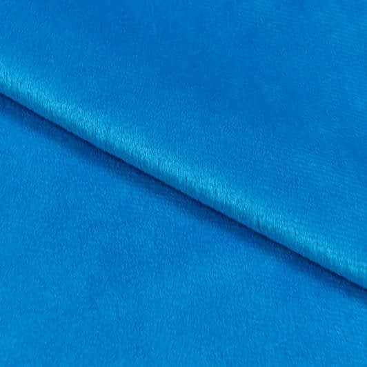 Тканини для верхнього одягу - Плюш (вельбо) темно-блакитний