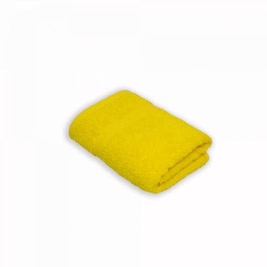 Ткани махровые полотенца - Полотенце махровое с бордюром  40х70 желтый