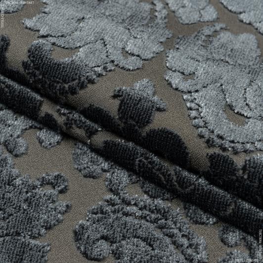 Тканини портьєрні тканини - Велюр жакард Жасмін колір графіт