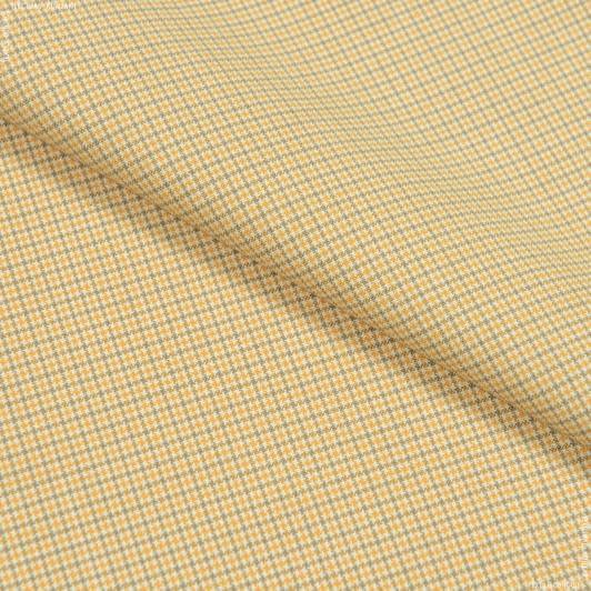 Тканини для піджаків - Костюмна у міні клітинку жовто-бежеву